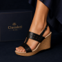 Sandale dama negre din piele naturala perforata cu toc pana S46NBOX